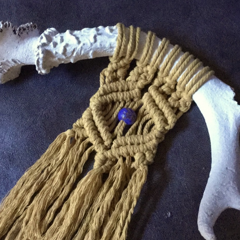 Artisan Macrame bohemian deer antler boho Coachella cowgirl art Mother Nature - Picture 2 of 10